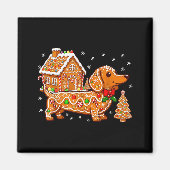 Gingerbread Dachshund Christmas Tree House Cookie  Magnet (Vorne)