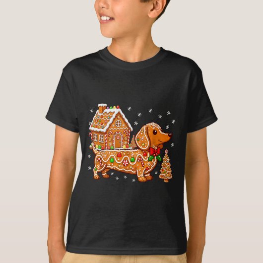 Gingerbread Dachshund Christmas Tree House Cookie  T-Shirt (Vorderseite)
