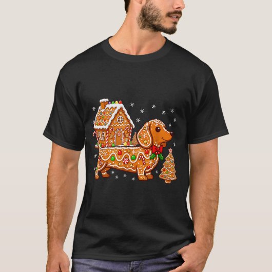 Gingerbread Dachshund Christmas Tree House Cookie  T-Shirt (Vorderseite)