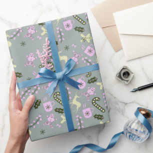 Gingerbread Deer Candycane Grüne Weihnachten Geschenkpapier