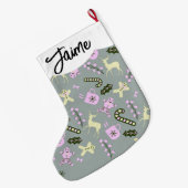 Gingerbread Deer Candycane Grüne Weihnachten Großer Weihnachtsstrumpf (Rückseite (Hängend))