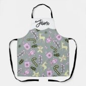 Gingerbread Deer Candycane Grüne Weihnachten Schürze (Vorderseite)