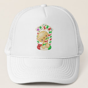 Gingerbread Doll Peppermint Pixel Art Truckerkappe