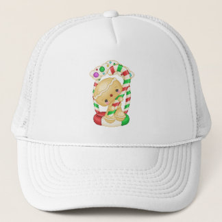 Gingerbread Doll Peppermint Pixel Art Truckerkappe