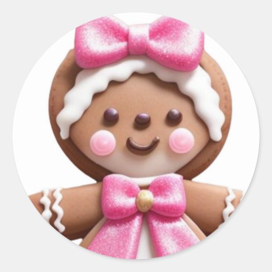 Gingerbread Doll\PinK\ Runder Aufkleber (Vorderseite)