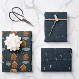 Gingerbread-Dorf-Muster-Geschenkpapier-Set Geschenkpapier Set