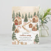Gingerbread-Dorf-Plätzchentausch Einladung (Stehend Vorderseite)