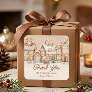Gingerbread-Dorf Winter Danke Baby-Party Quadratischer Aufkleber