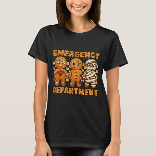 Gingerbread Emergency Department Christmas Nurse D T-Shirt (Vorderseite)