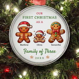Gingerbread-Familie der drei ersten Weihnachten Ornament Aus Metall