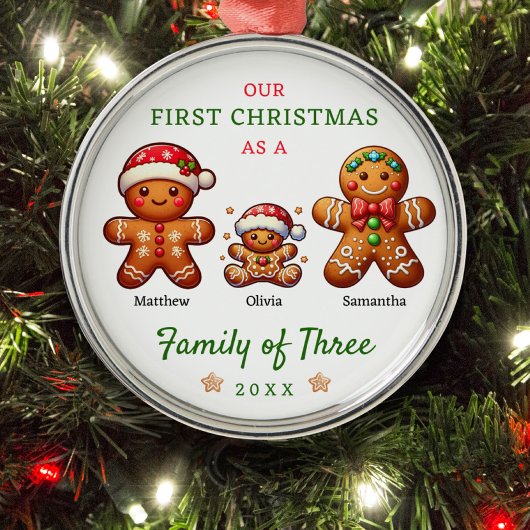 Gingerbread-Familie der drei ersten Weihnachten Ornament Aus Metall