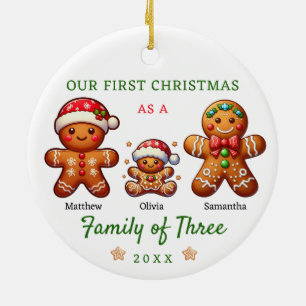 Gingerbread-Familie von drei Weihnachten Keramik Ornament