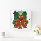 Gingerbread Family Quadratische Wanduhr (Zuhause)