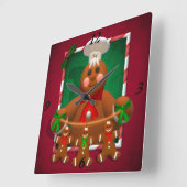 Gingerbread Family Quadratische Wanduhr (Winkel)