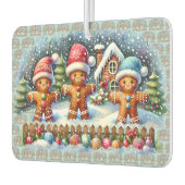 Gingerbread Family Snowy Christmas Scene Autolufterfrischer (Links)