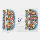 Gingerbread Family Snowy Christmas Scene Geschirrtuch (Horizontal)