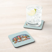 Gingerbread Family Snowy Christmas Scene Getränkeuntersetzer (Rechte Seite)