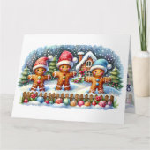 Gingerbread Family Snowy Christmas Scene Karte (Vorderseite)