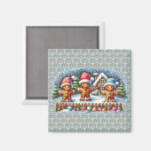Gingerbread Family Snowy Christmas Scene Magnet (Vorderseite/Rückseite)