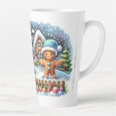 Gingerbread Family Snowy Christmas Scene Milchtasse (Rechts)