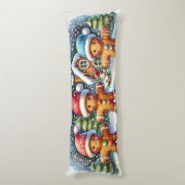 Gingerbread Family Snowy Christmas Scene Seitenschläferkissen (Rückseite (Vertikal))