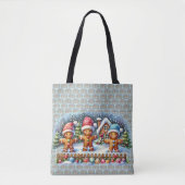 Gingerbread Family Snowy Christmas Scene Tasche (Vorderseite)