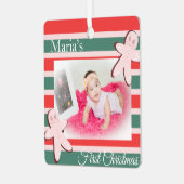 Gingerbread First Photo Merry Christmas Ornament Aus Metall (Vorderseite links)