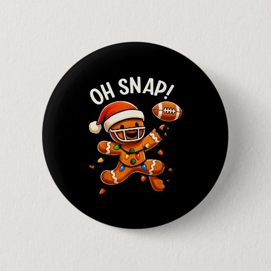 Gingerbread Football Oh Snap Christmas Lights Desi Button (Vorderseite)