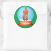 Gingerbread-Frau Keks Schneeglocke grün Runder Aufkleber (Tasche)