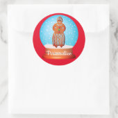 Gingerbread-Frau Keks Schneeglocke Winter Runder Aufkleber (Tasche)