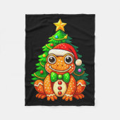 Gingerbread Frog Wearing Santa Hat Christmas Tree Fleecedecke (Vorderseite)