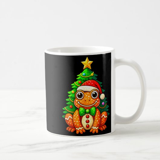 Gingerbread Frog Wearing Santa Hat Christmas Tree  Kaffeetasse (Rechts)