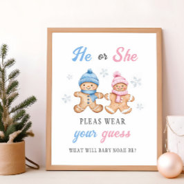 Gingerbread Gender Reveal Tragen Sie Ihr Guess-Zei Poster