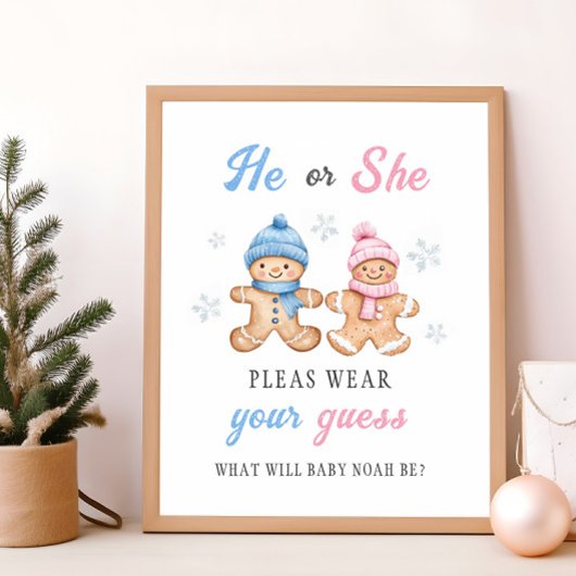 Gingerbread Gender Reveal Tragen Sie Ihr Guess-Zei Poster