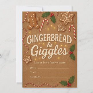 Gingerbread & Giggles Christmas Party Invitation Einladung
