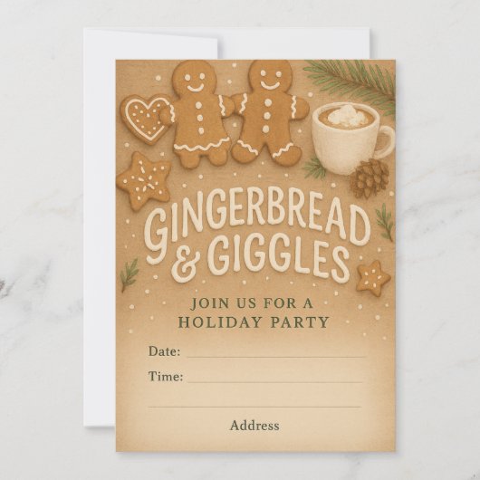 Gingerbread & Giggles Winter Party Invitation Einladung (Vorderseite)