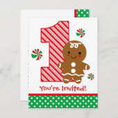 Gingerbread Girl 1. Geburtstag Einladung (Vorne/Hinten)