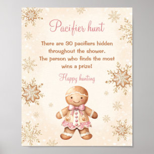 Gingerbread Girl Baby Dusche Schnuller Jagd Spiel Poster