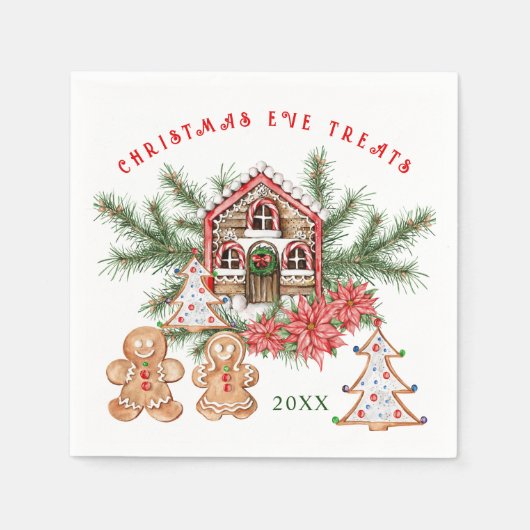 Gingerbread Girl Boy Candy Cane Weihnachten Serviette (Vorderseite)