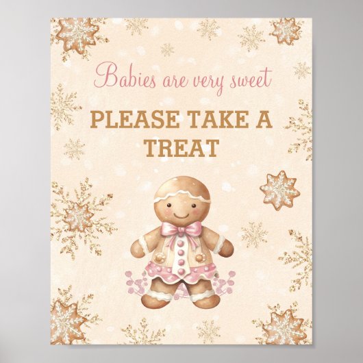 Gingerbread Girl Christmas Baby Dusche Gefallen Ze Poster (Vorne)