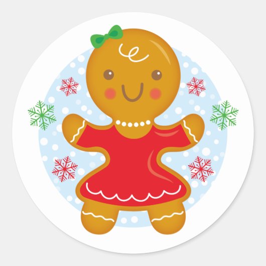 Gingerbread Girl Christmas Holiday Round Sticker (Vorderseite)