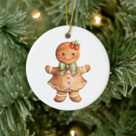 Gingerbread Girl Christmas  Keramik Ornament