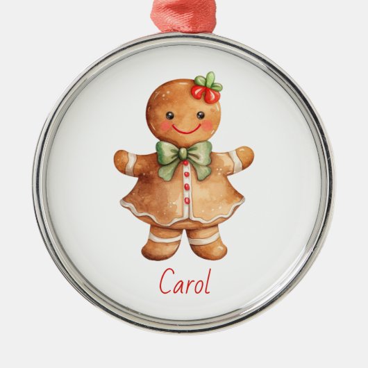 Gingerbread Girl Christmas Ornament Aus Metall (Vorne)