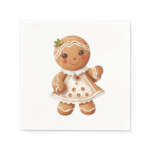 Gingerbread Girl Cookie Party Napkins