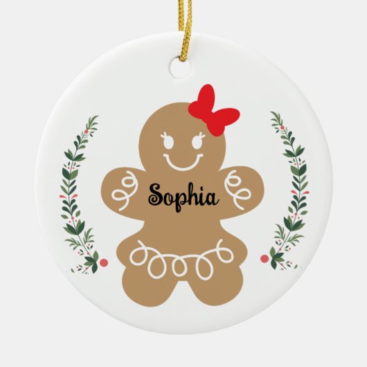 Gingerbread Girl Custom Christmas Holiday Keramik Ornament (Vorne)