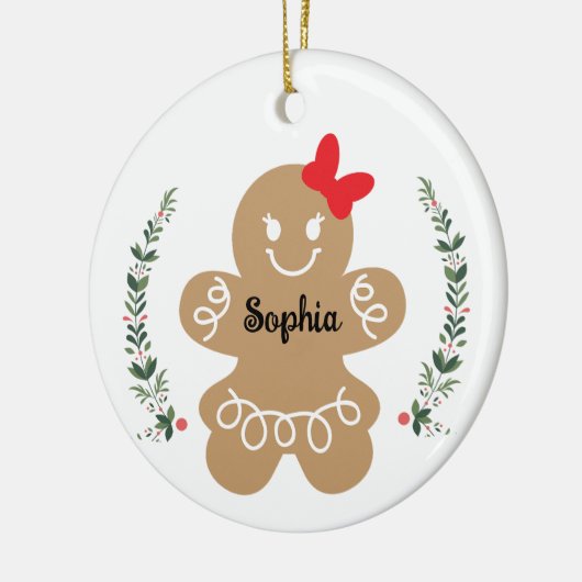 Gingerbread Girl Custom Christmas Holiday Keramik Ornament (Links)