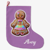 Gingerbread Girl Großer Weihnachtsstrumpf (Vorderseite)