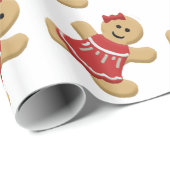 Gingerbread Girl in Red Dress Gift Wrap Geschenkpapier (Rolleneckpunkt)