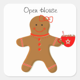 Gingerbread Girl mit Kakao-Umschlag Aufklebern Quadratischer Aufkleber