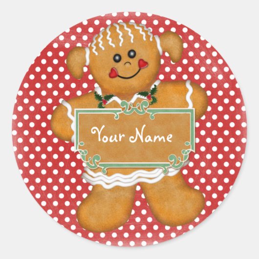 Gingerbread Girl Polka Dot Sticker (Vorderseite)